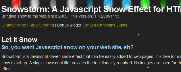 Javascript Snowing Effect