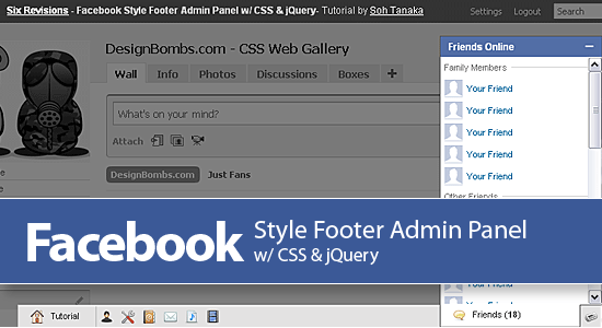 Footer Admin Panel in Facebook Style